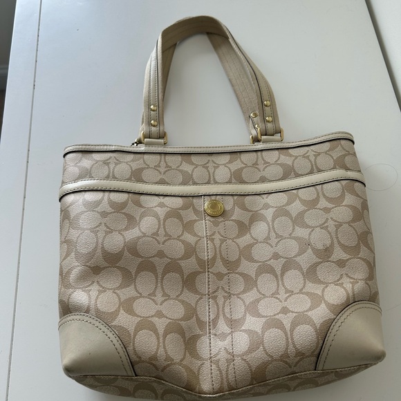 Coach Beige, Pink and White Purse - Picture 2 of 9